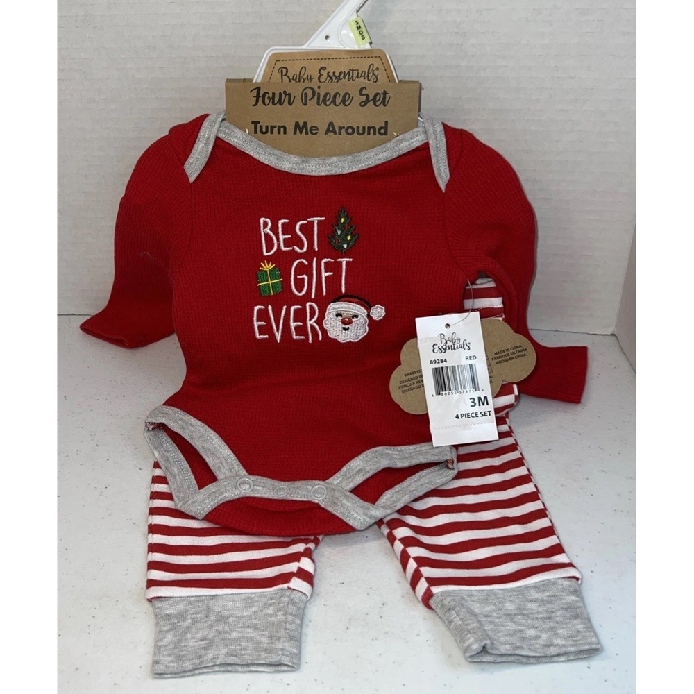 NEW Baby Essentials 4 piece Santa Christmas Outfit baby 1st Christmas Size 3M